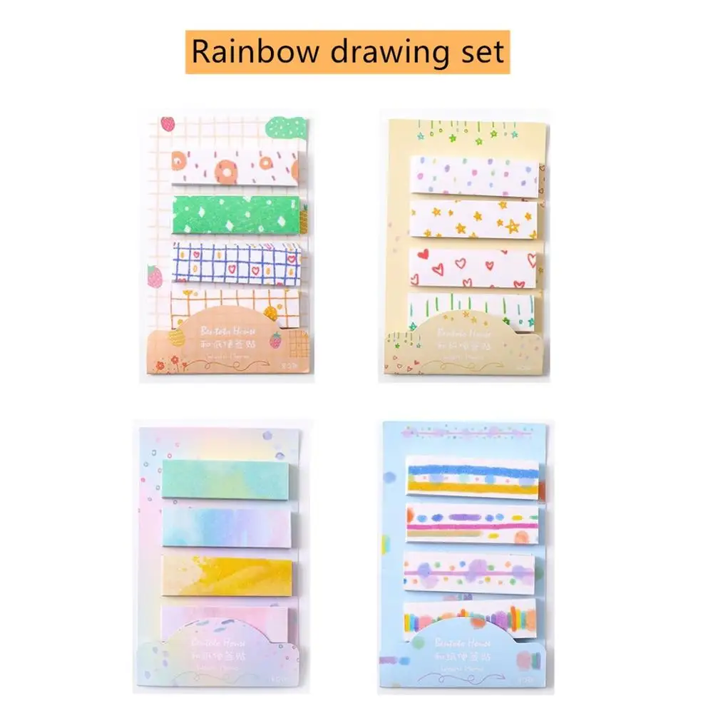 Rainbow drawing set 4 шт. Цветочная стирка Двухсторонняя клейкая лента для сенсорного экрана note фрукты радуга рисунок цвет почта записной бирки планировщик маркер стикер это этикетка Офис школа A6735 - Цвет: Rainbow drawing set