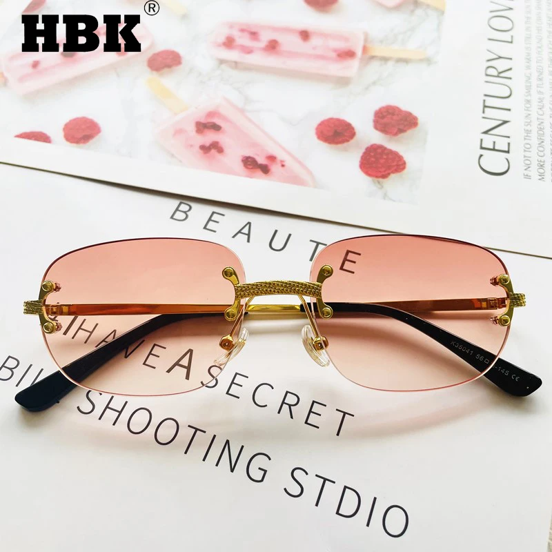 HBK Rimless Wholesale Sunglasses Women Retro Square Frameless Sun Glasses Men In Bulk Vendor Sun Glasses For Women Fashion DHL fashion sunglasses