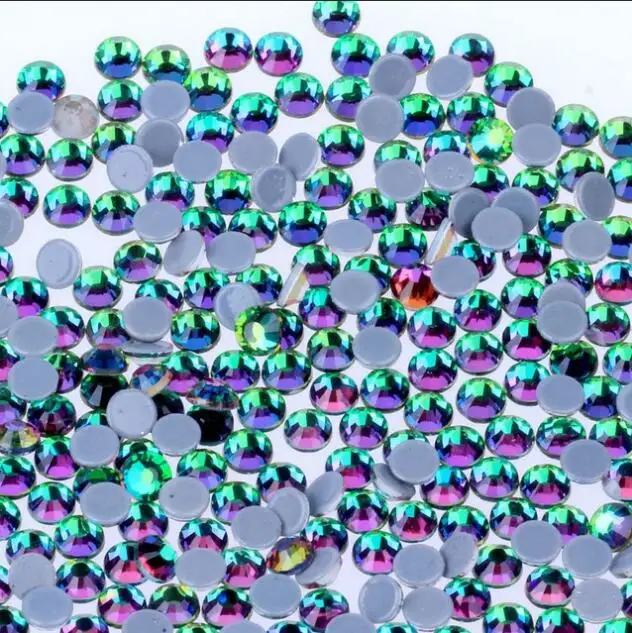 ss3,ss4,ss8,ss12,ss34 Hot fix Rhinestone Glitter Strass Flatback Glass Crystal Hotfix stones Iron on Rhinestones For Garment - Цвет: Green Volcano