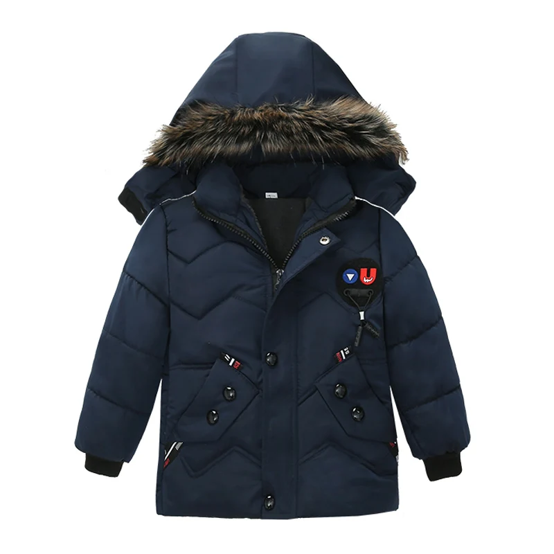 Куртка для мальчиков осенне-зимняя куртка для детей пальто для мальчиков Дети Обувь на теплом меху Верхняя одежда с капюшоном, пальто детская одежда на Хлопчатобумажной Подкладке От 3 до 5 лет