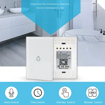 

Home Voice Control Glass Panel WiFi Smart Boiler Switch Water Heater Smart Life Tuya APP Remote Control Amazon Alexa Echo Google