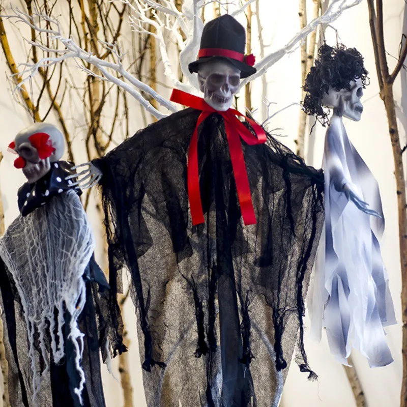 Череп Хэллоуин подвесной дом с привидениями висящий Ужасный Череп реквизит домашняя Дверная панель клуб Хэллоуин украшения