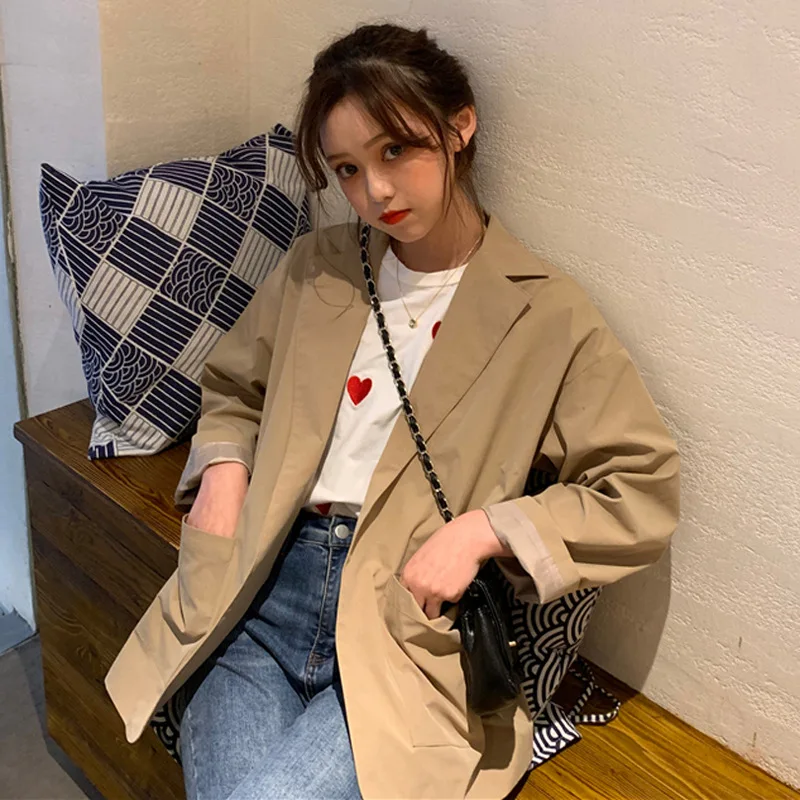 Осень, стиль, корейский стиль, свободный крой, универсальный, для похудения, маленький костюм, пальто, женский, для тенниса, красный, INS, повседневный блейзер