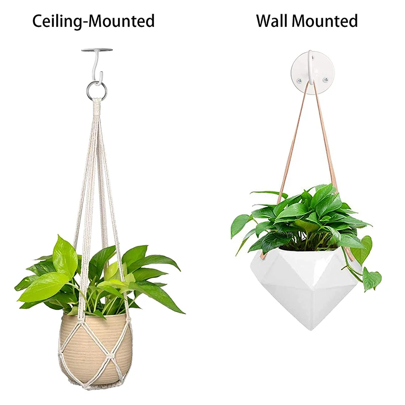 Heavy Duty White Ceiling Hooks For Hanging Plants (2 Pack) - Screw-In Metal  Hooks Hold Up To 33 Lbs For Birdfeeders, Lamps, Planters & Outdoor Decor