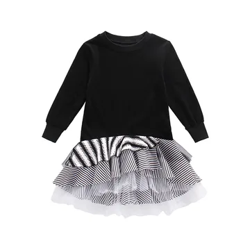 

Kids Girls Dress Autumn Clothing 2020 New Teen Girls Stripe Patchwork Dresses Fashion Children Casual Girls Dress Elegant, #8940