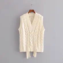 Женский Однотонный свитер с v-образным вырезом, без рукавов Вязанный жилет, свитер, пуловеры для женщин, осень, модные шикарные жилеты для девочек, свитера, топы