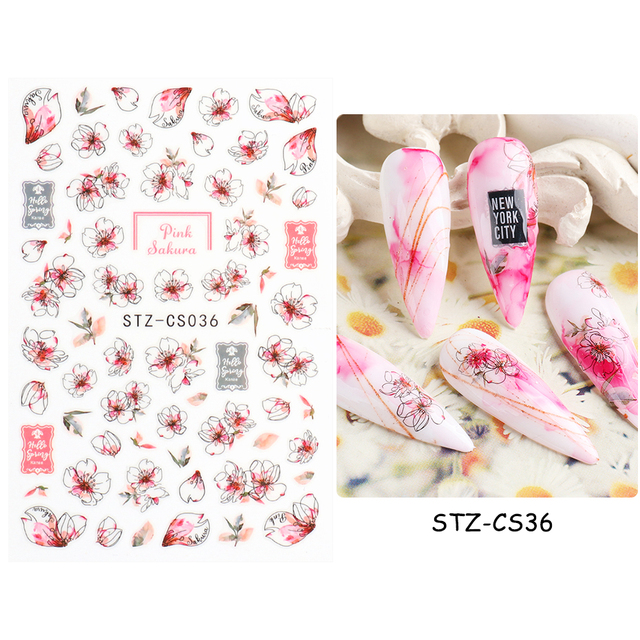 Golden Curve Marble Line Nail Sticker Irregular Swirl Striping Slider Charm Nail Design Gel Polish Decal Manicure LESTZ-CS067