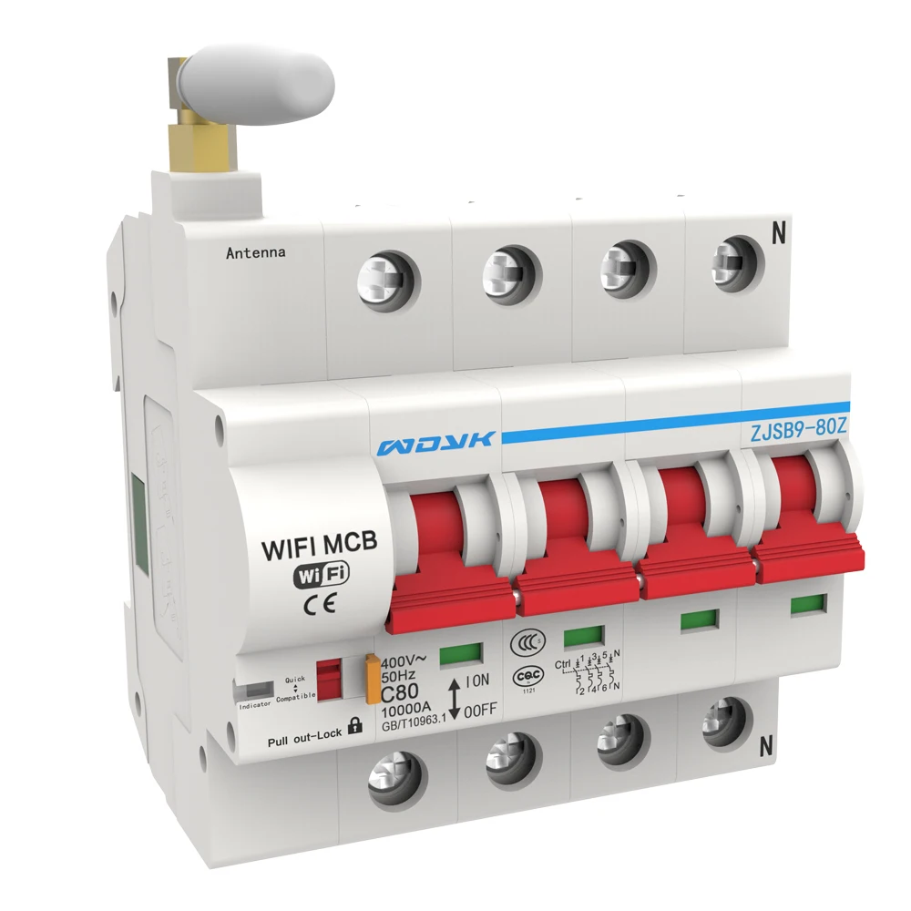 

4P WiFi Intelligent Circuit Breaker with Energy Monitoring and Meter Function Compactible with Alexa and Google Home 220V / 380V
