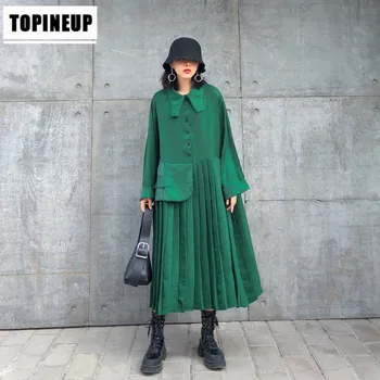 

Mori Girl Style Big Turn Down Collar Shirt Dress Women's Spring Loose Dresses With Pocket Female Long Daily Dress Robe