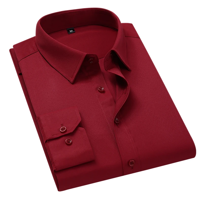 Vestido informal de negocios para hombre, Camisa de corte Regular, camisas de manga larga de algodón, blanco, negro, azul claro