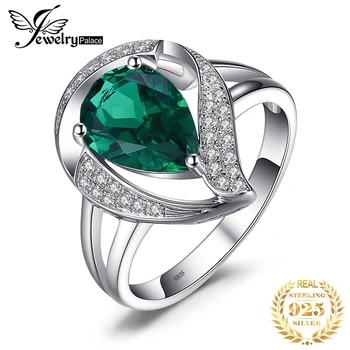 

JewelryPalace 1.7ct Created Emerald Ring For Women Solid 925 Sterling Silver Jewelry Wedding Charm Ring Gift For Girls 2018 New