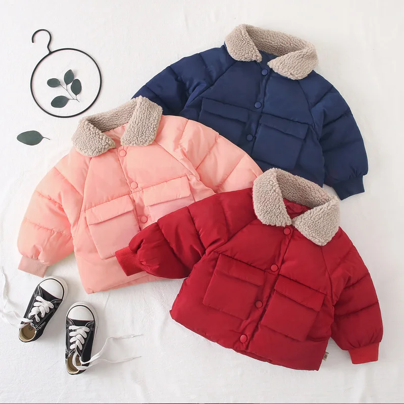 

INPEPNOW 2019 Korean Version Winter Overalls for Girls Winter Coat Fur Collar Thicken Down Jacket Children's Clothes Boys Parkas
