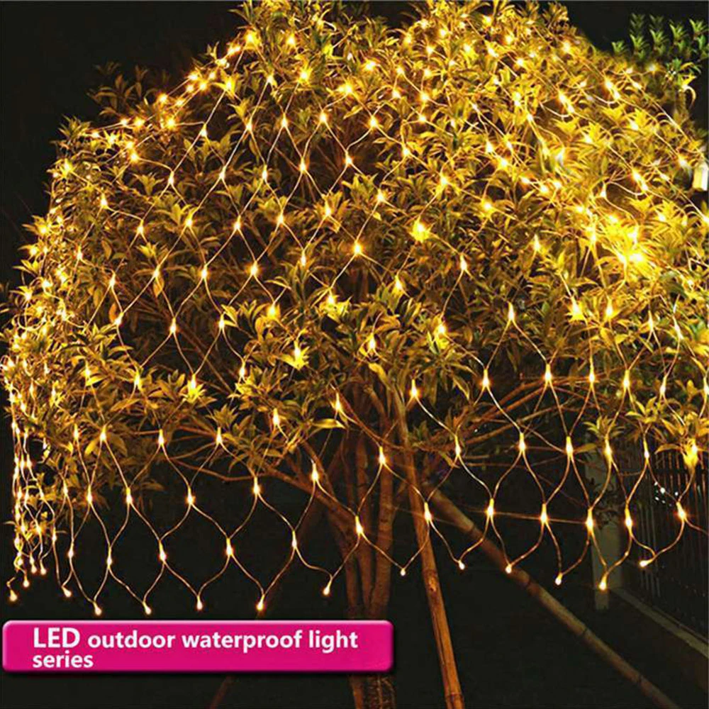 

110V 200pcs LED Lights Net Mesh Flashing String Lights Fairy Light Festival Xmas Decor Waterproof Garden Romantic Yard Lights