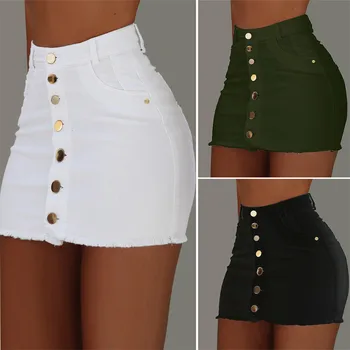 

summer Skirts 2020 Women Summer Skirt Sexy Jeans High Waist Slim Splice Denim Shorts Beach Skirt Elascity Casual Party Skirt