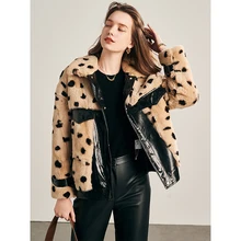 

Shuchan New Rex Rabbit Fur Coat Women's Leopard Stitched Sheepskin Popular Winter Coat Covered Button GENUINE LEATHER Pre-sale