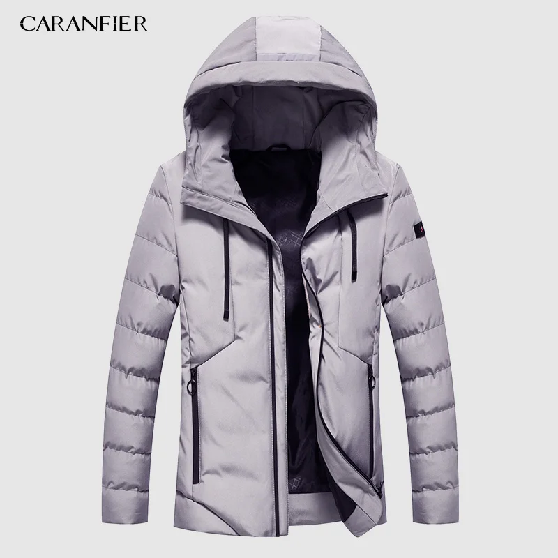 811 Grey Мужская парка CARANFIER, Прямая поставка, модная мужская зимняя куртка, пальто с капюшоном, теплое мужское зимнее пальто, повседневное облегающее Мужское пальто - Цвет: 811 Grey
