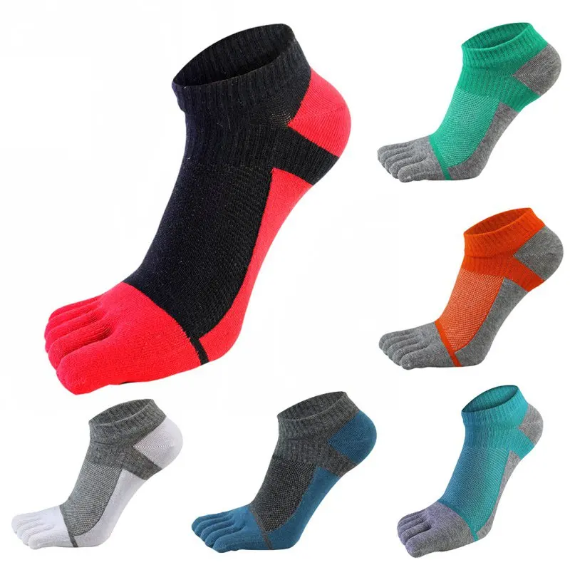 Хлопковые носки с пальцами для мужчин, мальчиков, для защиты лодыжки, носки с пятью пальцами, компрессионные сетчатые Дышащие носки