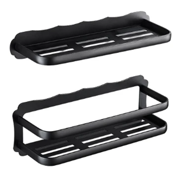 

2Pcs Space Aluminum Shelf Light Space Bathroom Shelves Wall Mount Storage Rack Bathroom Kitchen Multifunction Storage Rack
