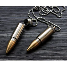 Латунь+ титан кулон брелок водонепроницаемый Pill Box с цепочкой ожерелье