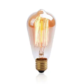 

Glass Incandescent Bulbs E27 AC120V Tungsten Filament Transparent Lights Warm White Edison Light Bulb W-Filament Bulb ST64