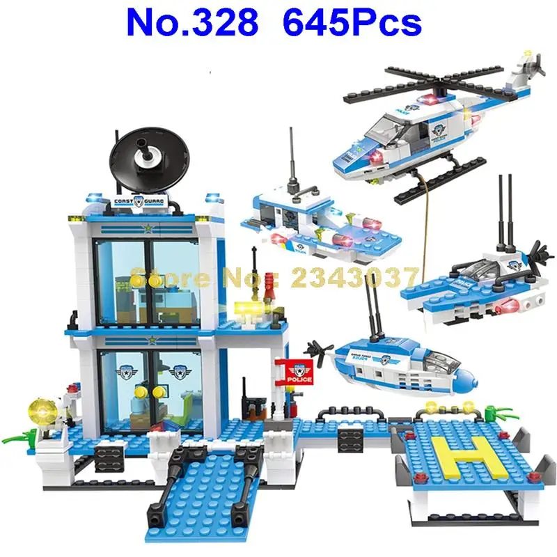 328 645pcs Urban Police Swat Coast Guard Helicopter Submarine Ship Speedboat 8 Building Blocks Toy | Игрушки и хобби