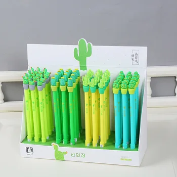 

48 pcs Gel Pens Cartoon Cactus black colored kawaii gift gel-ink pens pens for writing Cute stationery office school supplies