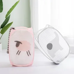 Cesta de roupa suja dobrável cestas de armazenamento de roupas malha roupa de lavagem organizador para casa brinquedos do bebê armazenamento