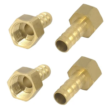

4pcs 1/4BSP Thread 8mm Tube Dia Brass Hose Barb Coupler Connector Gold