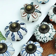 

1 Piece 33mm Pumpkin Knob Ceramic Cabinet Handle Furniture Pull Cupboard Door Handles Single Hole Cabinet Handles with screws