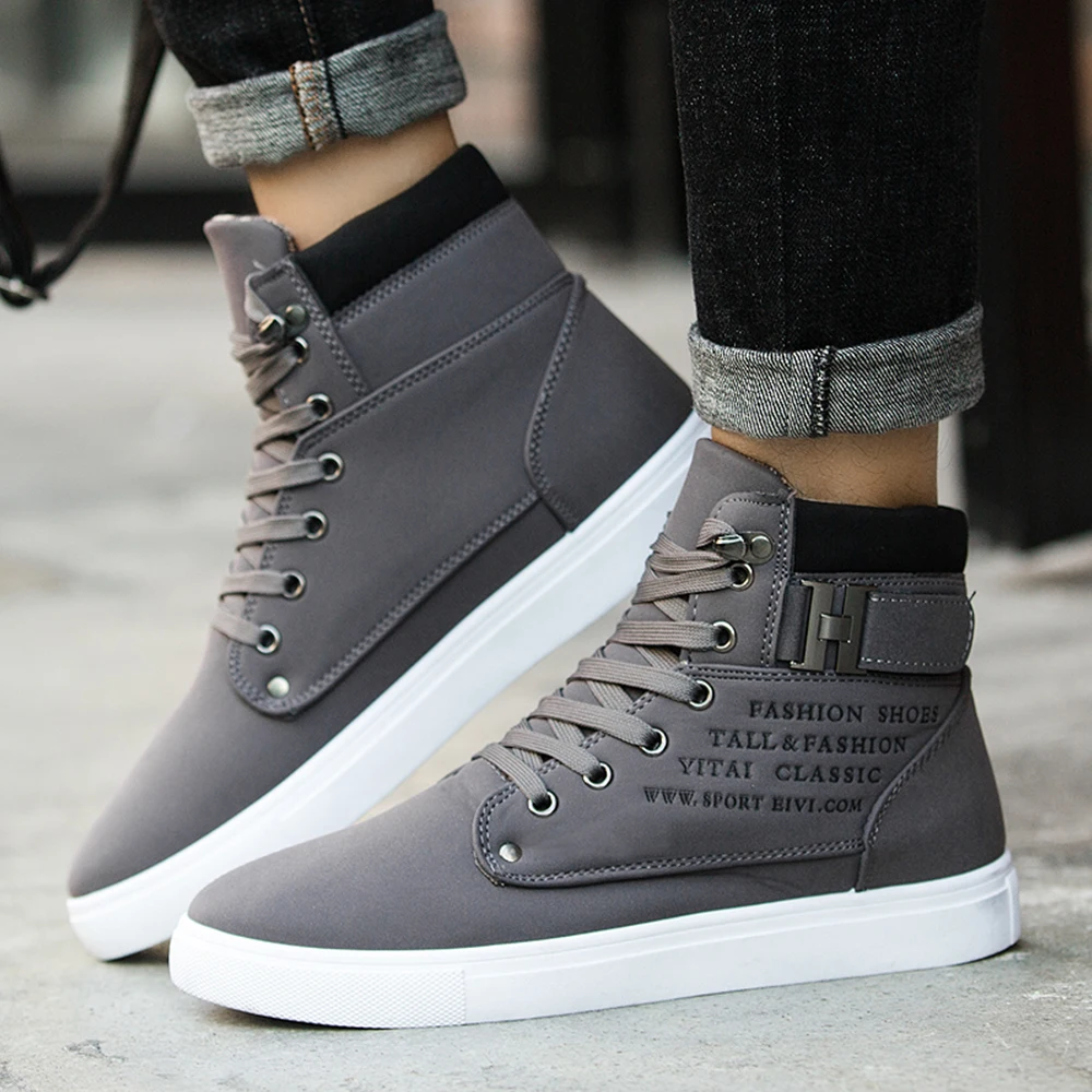 Men’s casual high top sneakers letter printed lace up skateboard shoes 2019 new classic mens shoes canvas sneaker footwear d25
