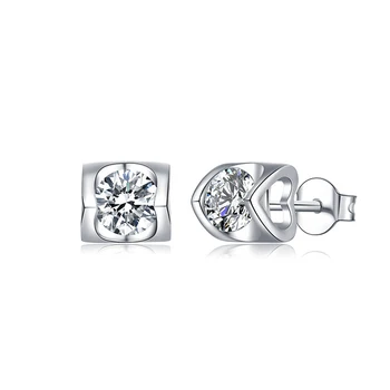 

YDBS Moissanite Earrings 5mm And 5mm Diamond Stud Earrings Sterling Silver Classic Lab Diamond 4 Prong Earrings for Women