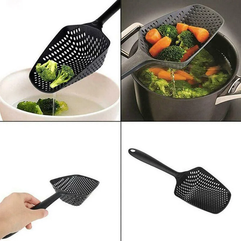 

Food Grade Scoop Colander Cooking Strainer Shovels Vegetable Food Drain Spoon Large Colander Filter Kitchen Accessories