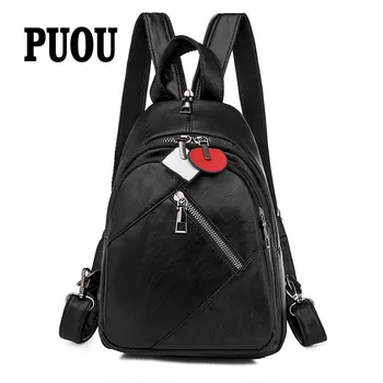 

Ladies backpack 2020 new washed leather luxury designer ladies simple shoulder bag multilayer chest bag black hot sale main