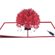 Клен дерево 3D открытки, поздравительные открытки Романтический Красный для юбилея подарки на день рождения с конвертом