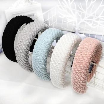 

Euro-American striped knitted fabric sponge hairband head wrap