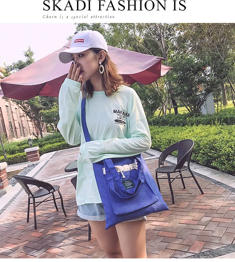 Bag Women's Summer New Style Korean Wave Flax Canvas Handbag Casual WOMEN'S Shoulder Bag Versatile Shoulder Bag