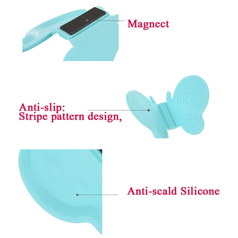 Бабочка Магнитная анти-ожога зажим многофункциональная силиконовая тарелка чаша горшок держатель носитель холодильник зажим удобный кухонный инструмент