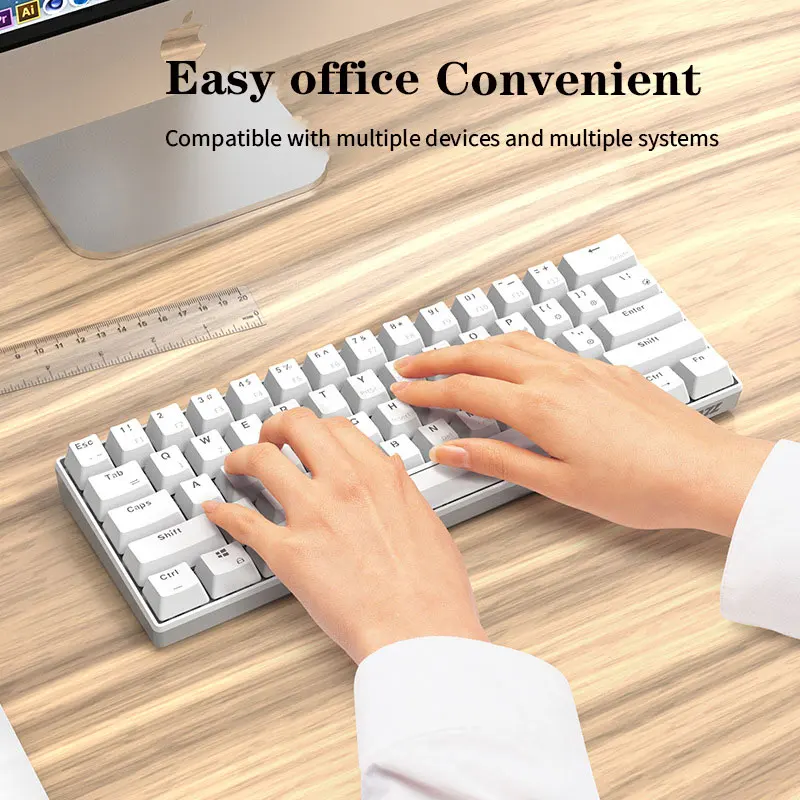 Gaming Mechanical Keyboard Wired Wireless Dual Mode Connection 61 Keys Anti-ghosting Blue/Black Switch Mechanical Keyboard