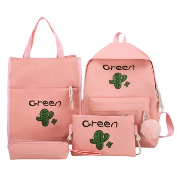 

4pcs/Set Women Backpacks Set Canvas Letter Teenager School Backpacks Casual Women Backpack Pen Bags sac a dos femme 2019 #NEW