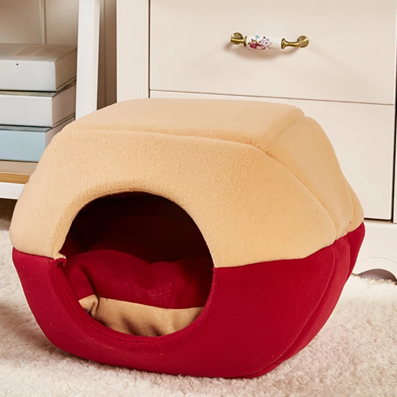 Foldable Pet Cat Bed House with A Hole Soft Pet Beds Tent Winter Warm Removable Washable Cats Nest Puppy Dog Kennel Sleeping Bag
