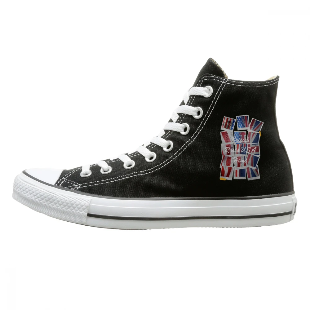 

British Roots USA Home Grown UK Flag Map High-top Canvas Shoes fall of history of the british empire imperialism colonies