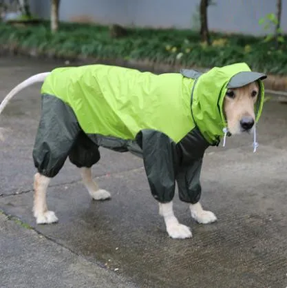 Waterproof Pet Dog Raincoat For Large Dog Rain Coat Jacket Husky Samoye Big Dog Clothes - Цвет: Зеленый