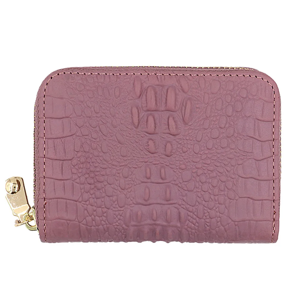 Credit Card Holder Wallet Women Compact Slim Blocked Zip Accordian Cards Female Business Card Holder PU Leather Card Case