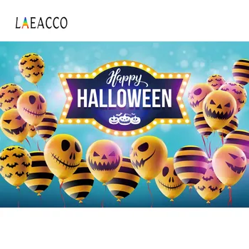 

Laeacco Balloon Party Happy Halloween Festivals Trick Or Treat Customized Poster Photo Background Photography Backdrop Photocall
