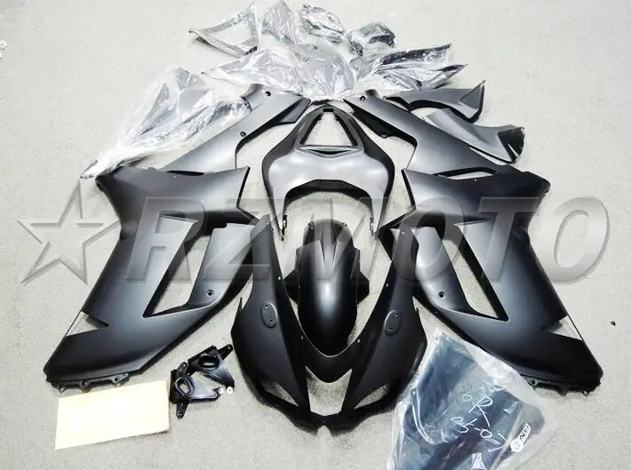 ABS полный обтекатель комплект подходит для Kawasaki ZX6R 2007 2008 Обтекатели ZX-6R 07 08 Ninja 636 полностью черный матовый Комплект кузова
