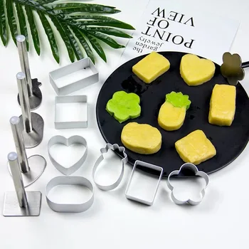 

2019 New heart Pineapple cakes aluminium alloy rectangular shape cookie cutter fruit /pudding/toast/vegetable cutter mold