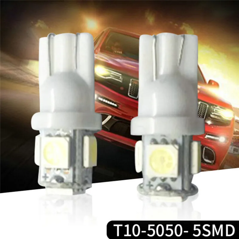 T10 5050 5SMD White LED Car Light Wedge Lamp Bulbs Super Bright DC12V 10PCS