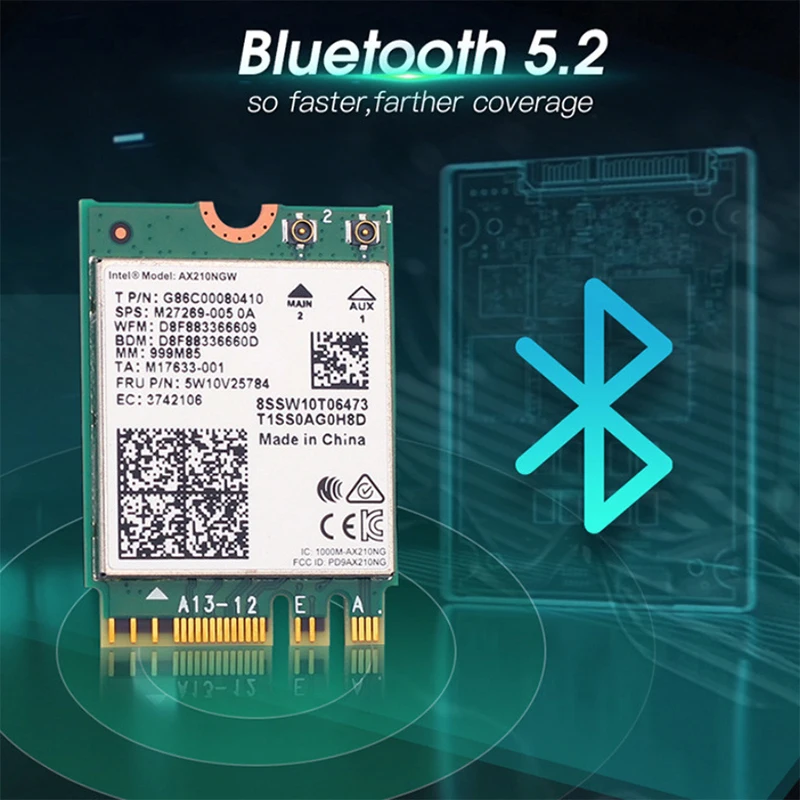 Intel Ax210 Ax210ngw Assassino 1675x Ax1675x Wi-fi 6e 802.11ax Banda Dupla 2.4g 5g 6g 5374mbps Bluetooth 5.2 m. Ngff Wi-fi Cartão Placas de rede - Imagem 4