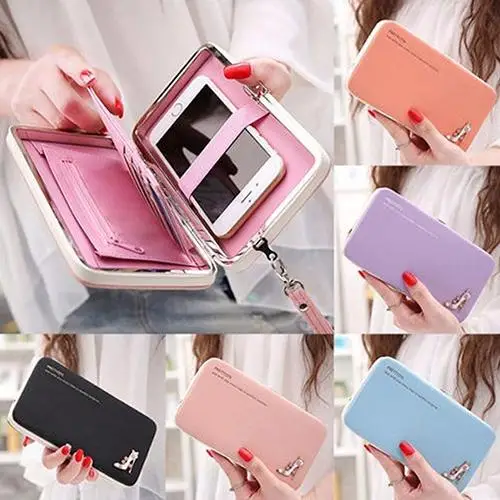 

Fashion New Men Women PU Leather Wallet Card Holder Bag Adhesive Holder Case Pouch Sticker for Cell Phone Card Pockets