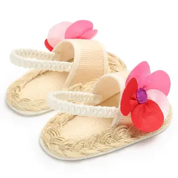 

Summer Sweet Princess Baby Infant Kids Girls Sandals Rattan Sole Soft Band Crib Shoes Cute Floral Toddler Newborn Shoes